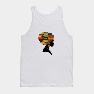 Afro Woman Silhouette, African Pattern Tank Top